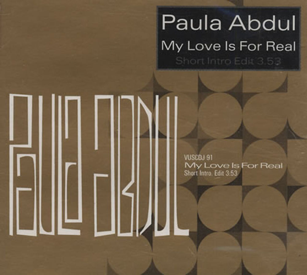 Paula Abdul My Love Is For Real UK Promo CD single (CD5 / 5") VUSCDJ91