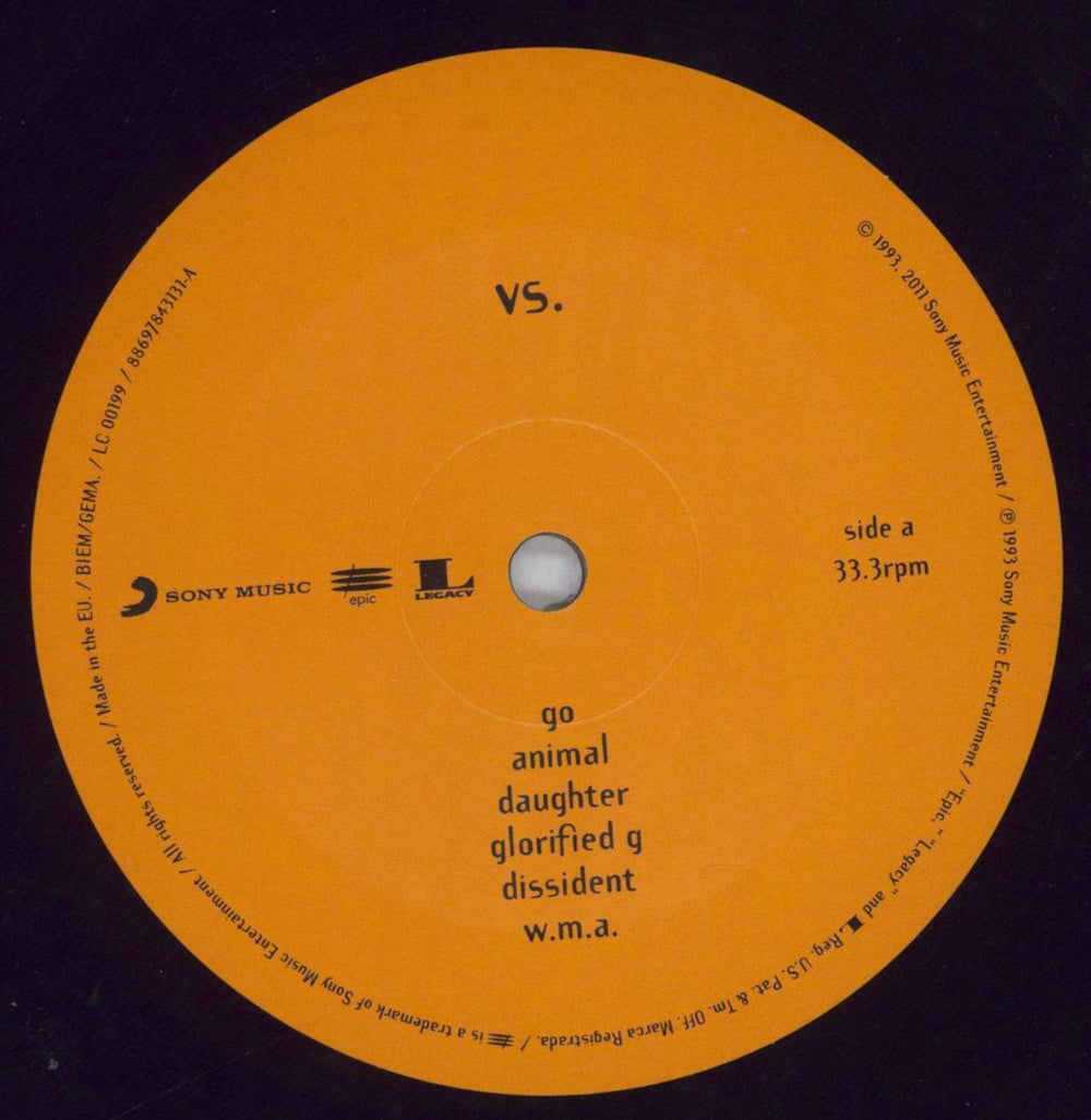 Pearl Jam Vs - Remastered 180 Gram UK vinyl LP album (LP record) PJALPVS821248