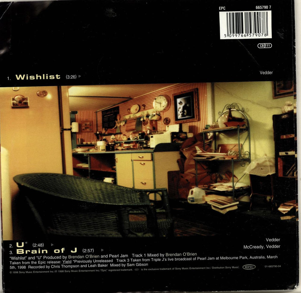 Pearl Jam Wishlist UK 7" vinyl single (7 inch record / 45) PJA07WI163122