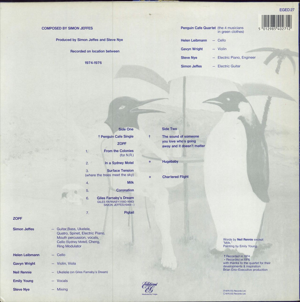 Penguin Cafe Orchestra Music From The Penguin Café UK vinyl LP album (LP record) 5012985402712