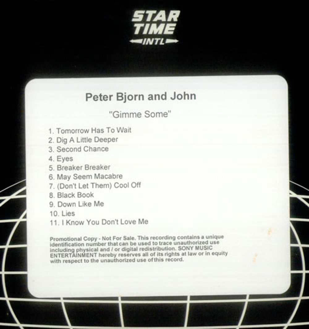 Peter Bjorn And John Gimme Some US Promo CD-R acetate CD-R ACETATE