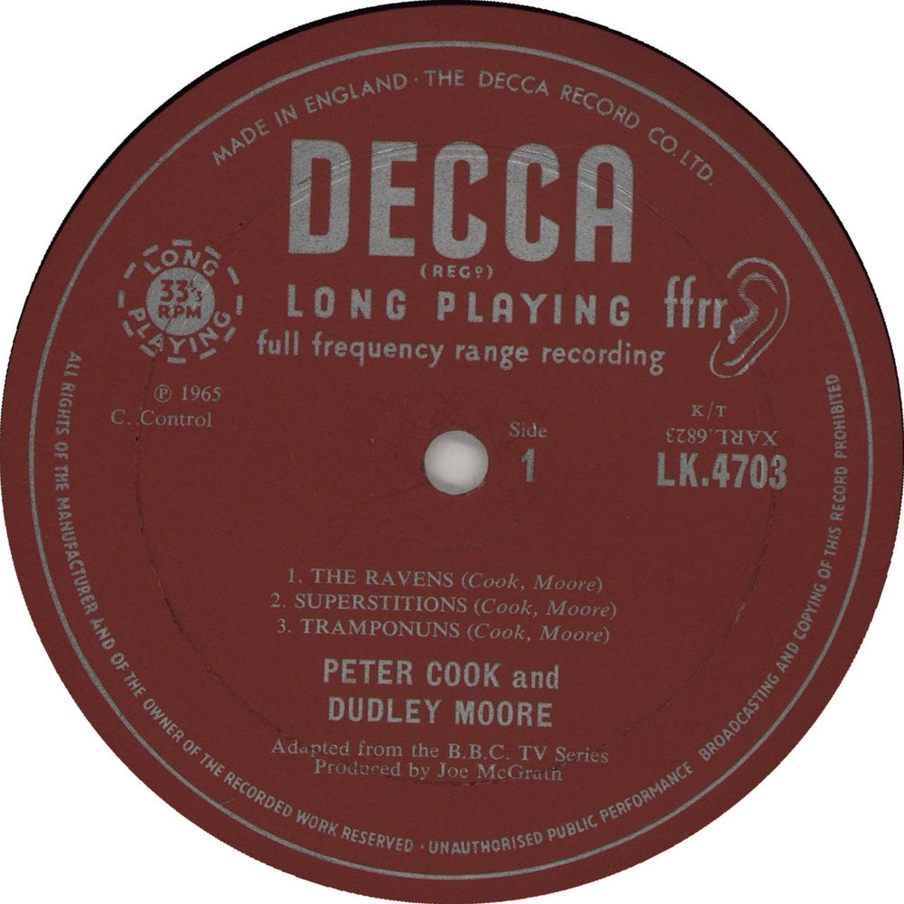 Peter Cook & Dudley Moore Not Only Peter Cook... But Also Dudley Moore UK vinyl LP album (LP record)