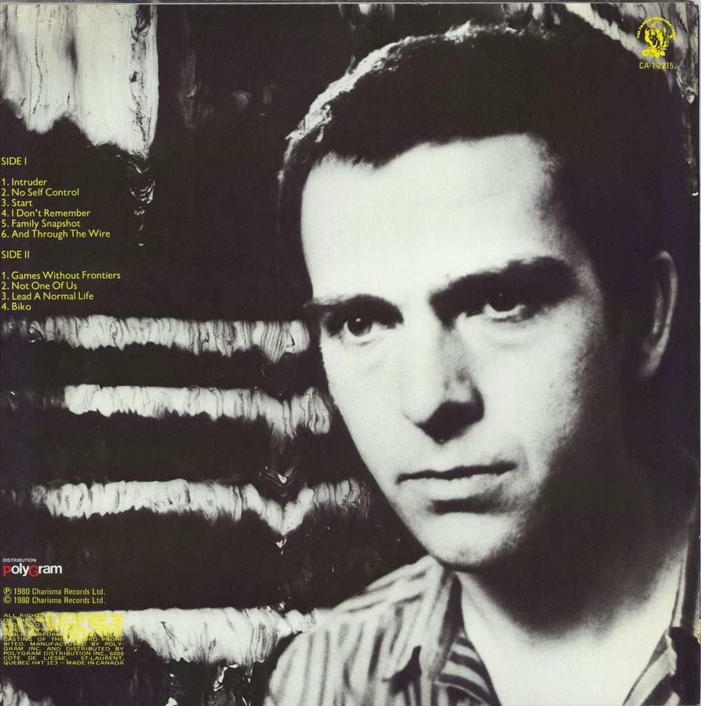 Peter Gabriel Peter Gabriel Canadian vinyl LP album (LP record)