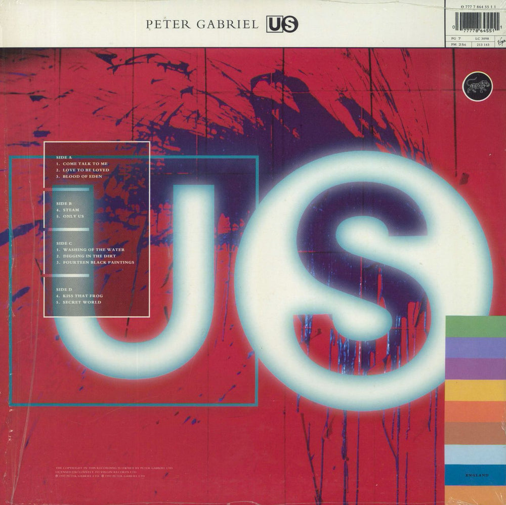 Peter Gabriel Us + Open Shrink - EX UK 2-LP vinyl record set (Double LP Album) 077778645511