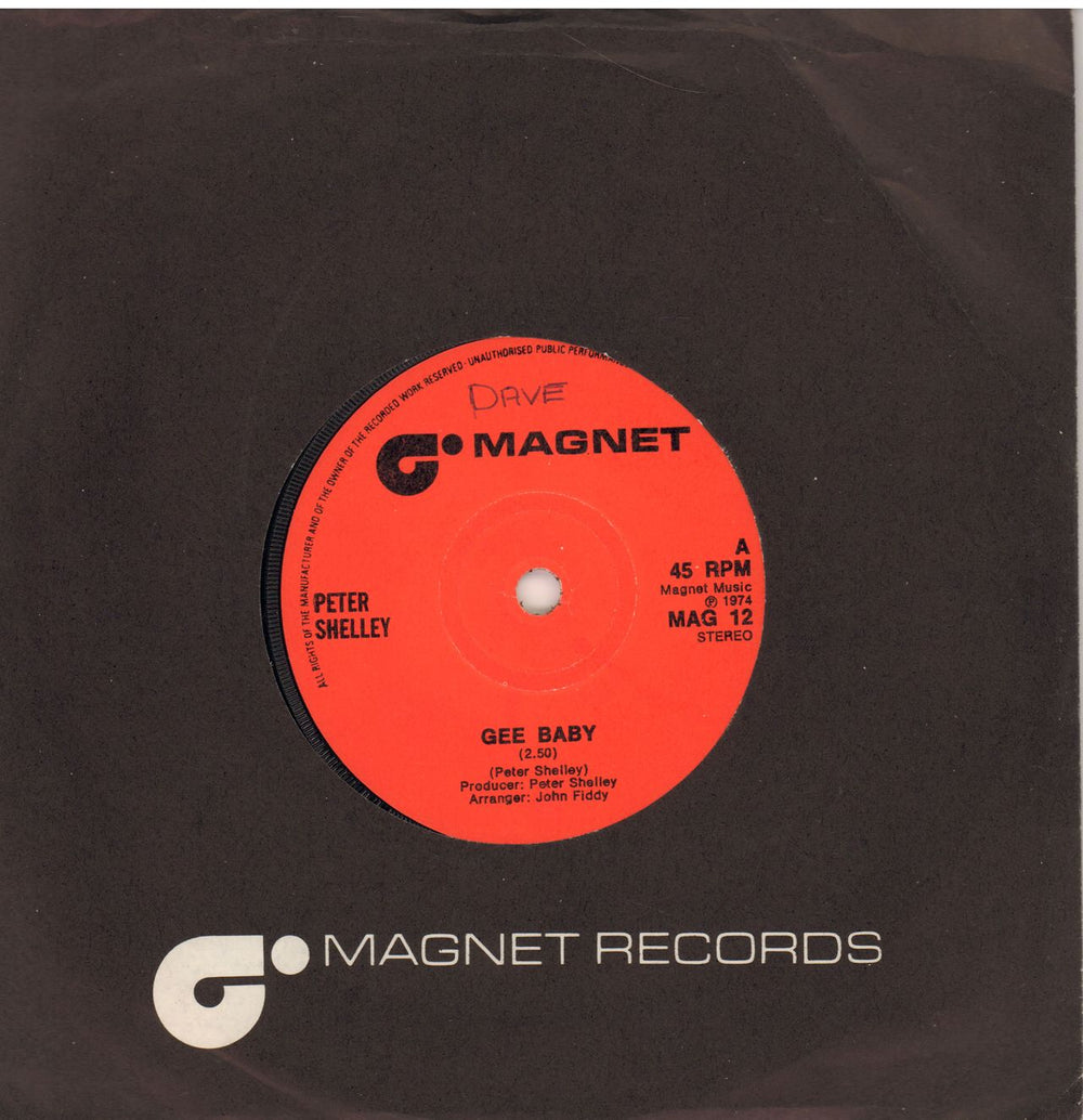 Peter Shelley Gee Baby - Solid UK 7" vinyl single (7 inch record / 45) MAG12