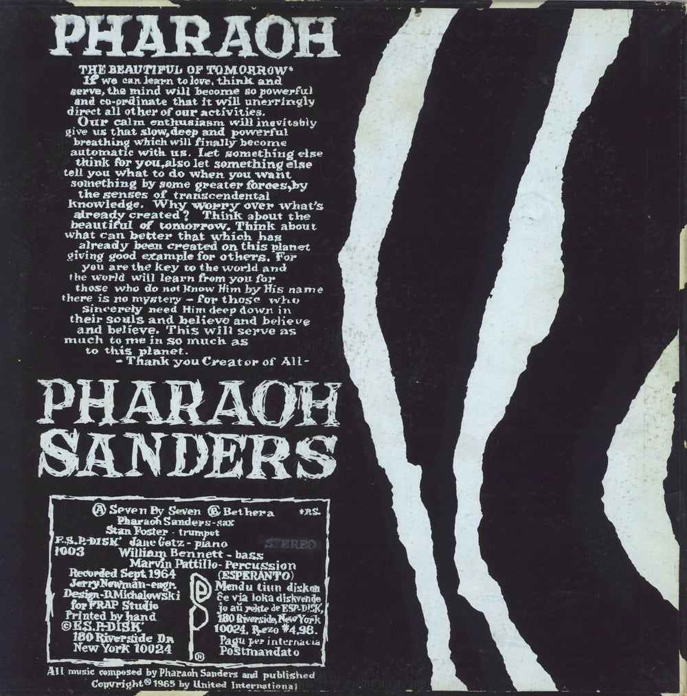 Pharoah Sanders Pharaoh Sanders Quintet US Vinyl LP — RareVinyl.com