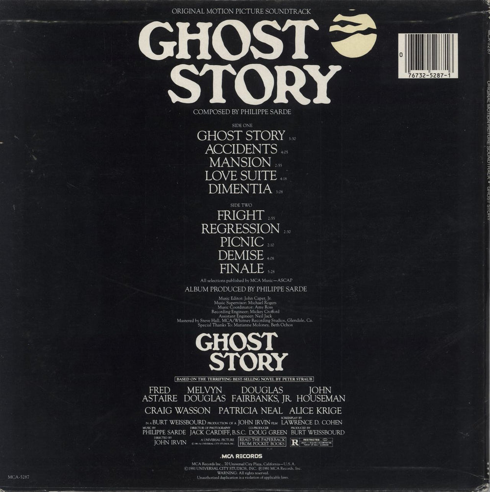 Philippe Sarde Ghost Story OST US vinyl LP album (LP record)