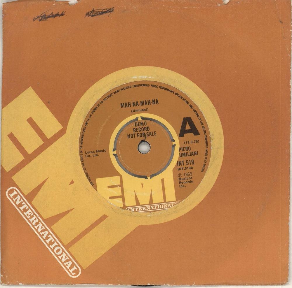 Piero Umiliani Mah-Na, Mah-Na - demo UK 7" vinyl single (7 inch record / 45) INT530