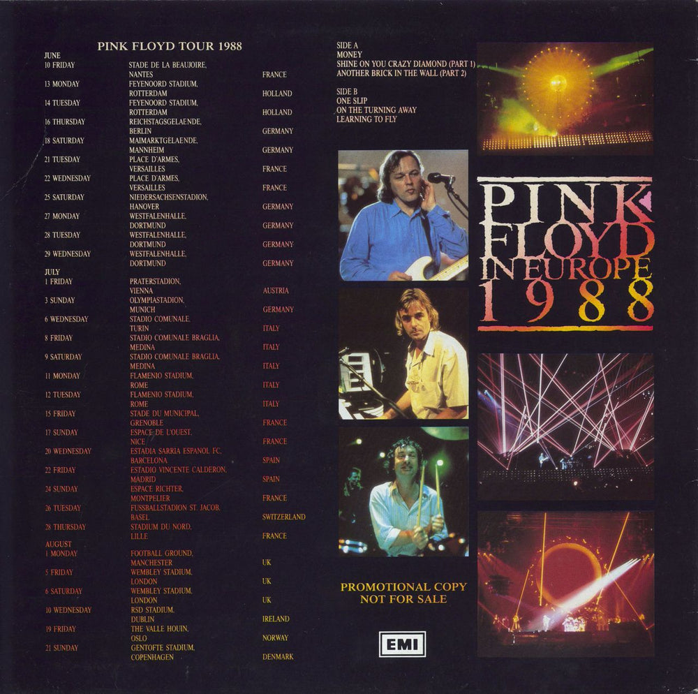 Pink Floyd In Europe 1988 - Compliment Stickered Sleeve UK Promo vinyl LP album (LP record)