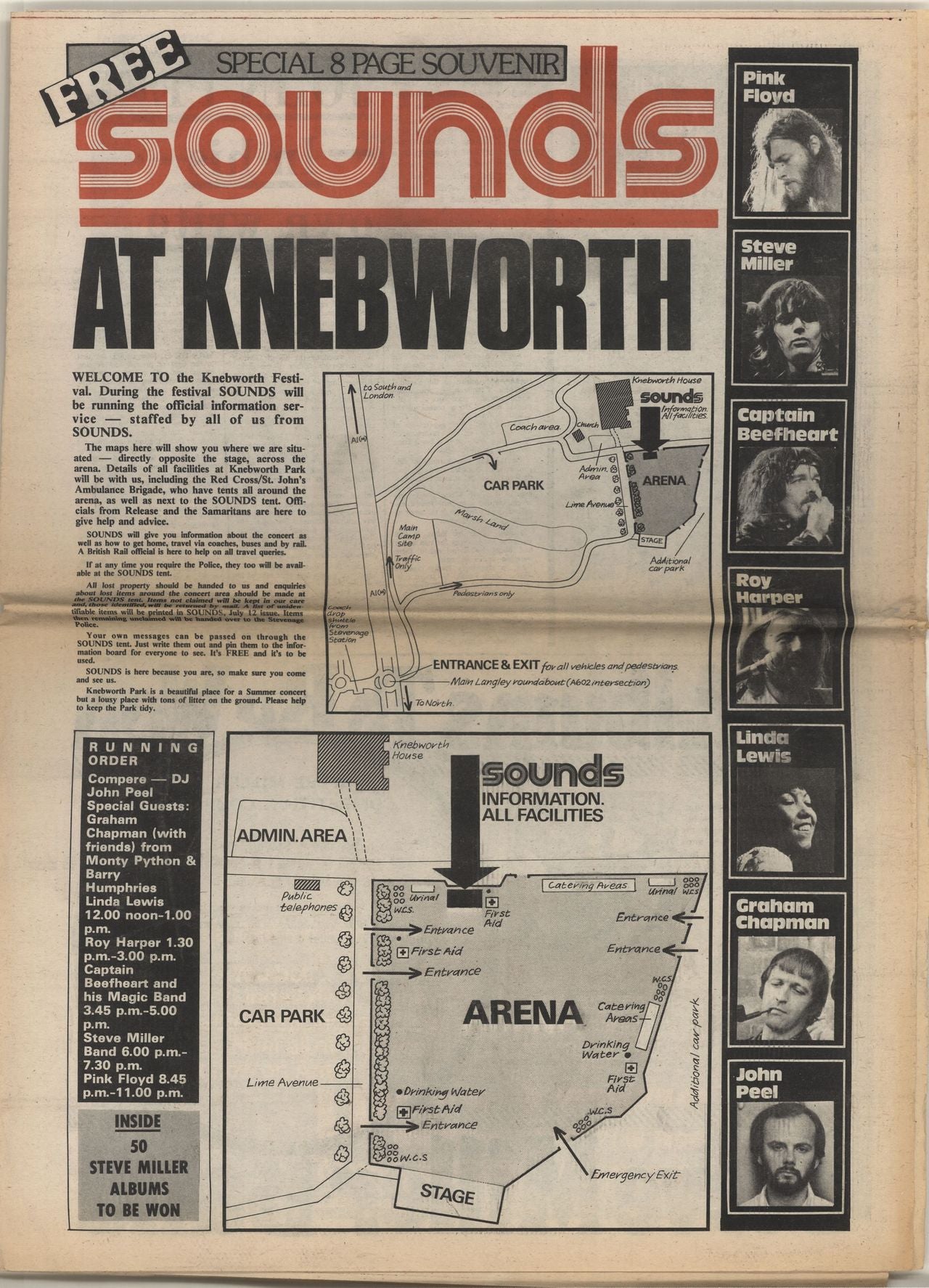 Pink Floyd Knebworth '75 + Newpaper Cutting UK Tour programme