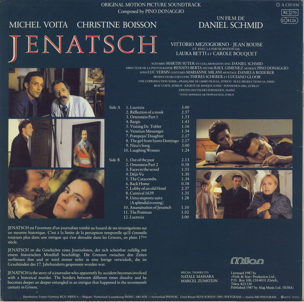 Pino Donaggio Jenatsch OST Swiss vinyl LP album (LP record)