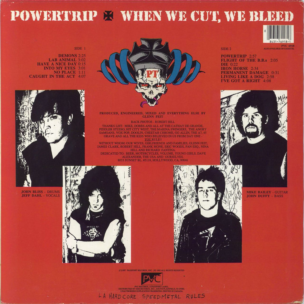 Powertrip When We Cut, We Bleed US vinyl LP album (LP record) 084317691816