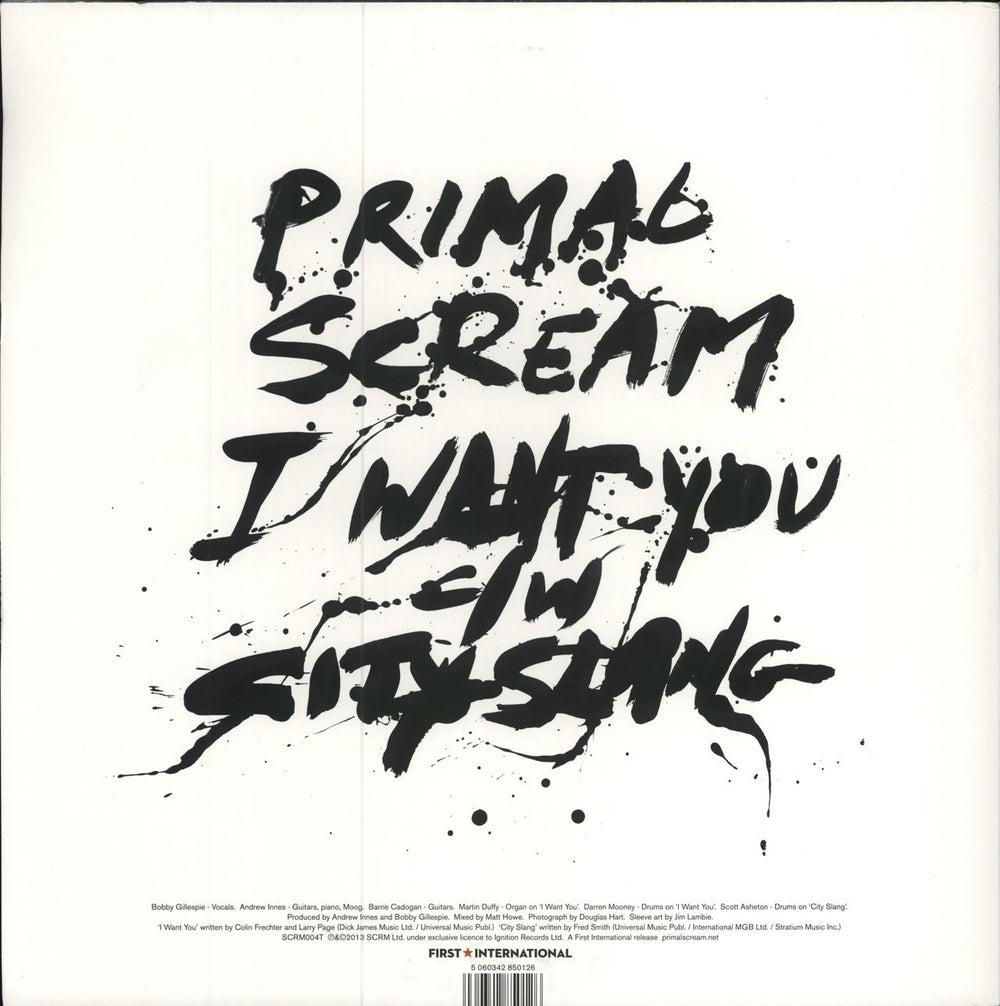 Primal Scream I Want You UK 12" vinyl single (12 inch record / Maxi-single) 5060342850126