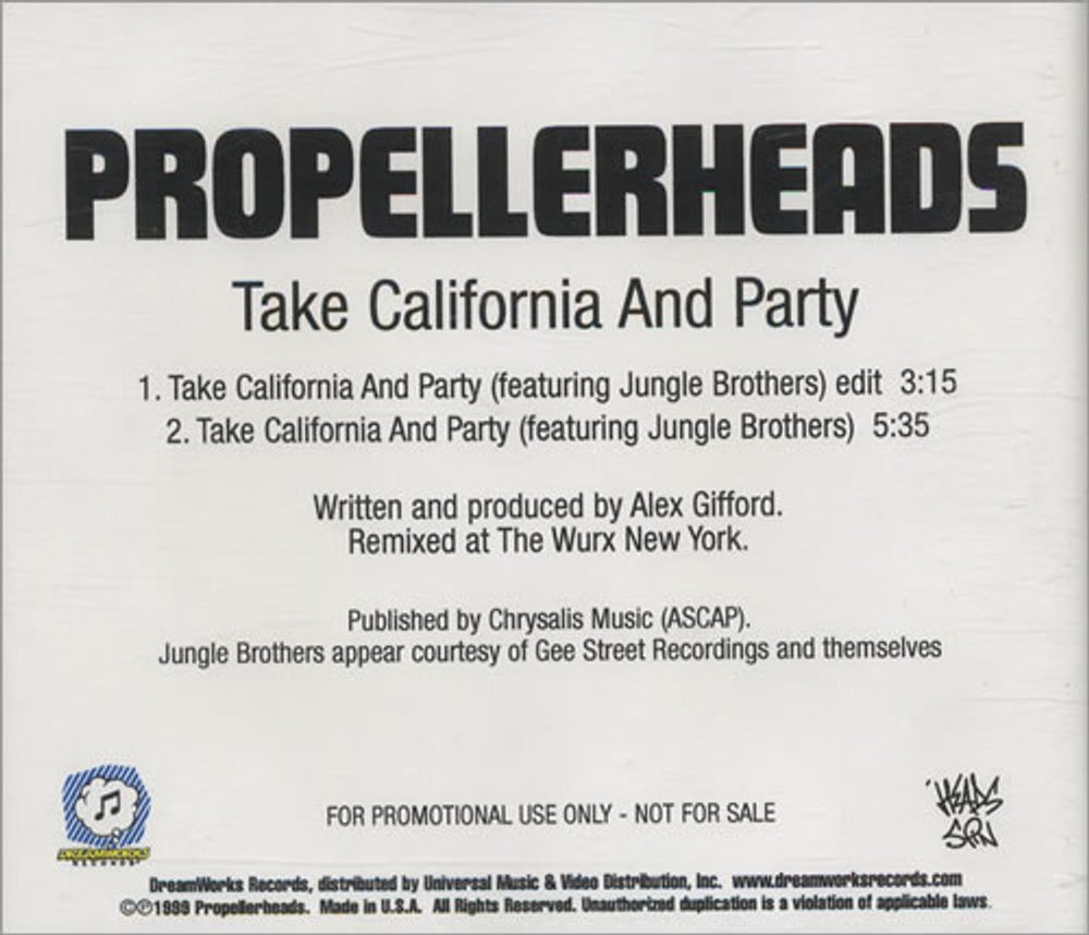 Propellerheads Take California And Party US Promo CD-R acetate DRM59-5160