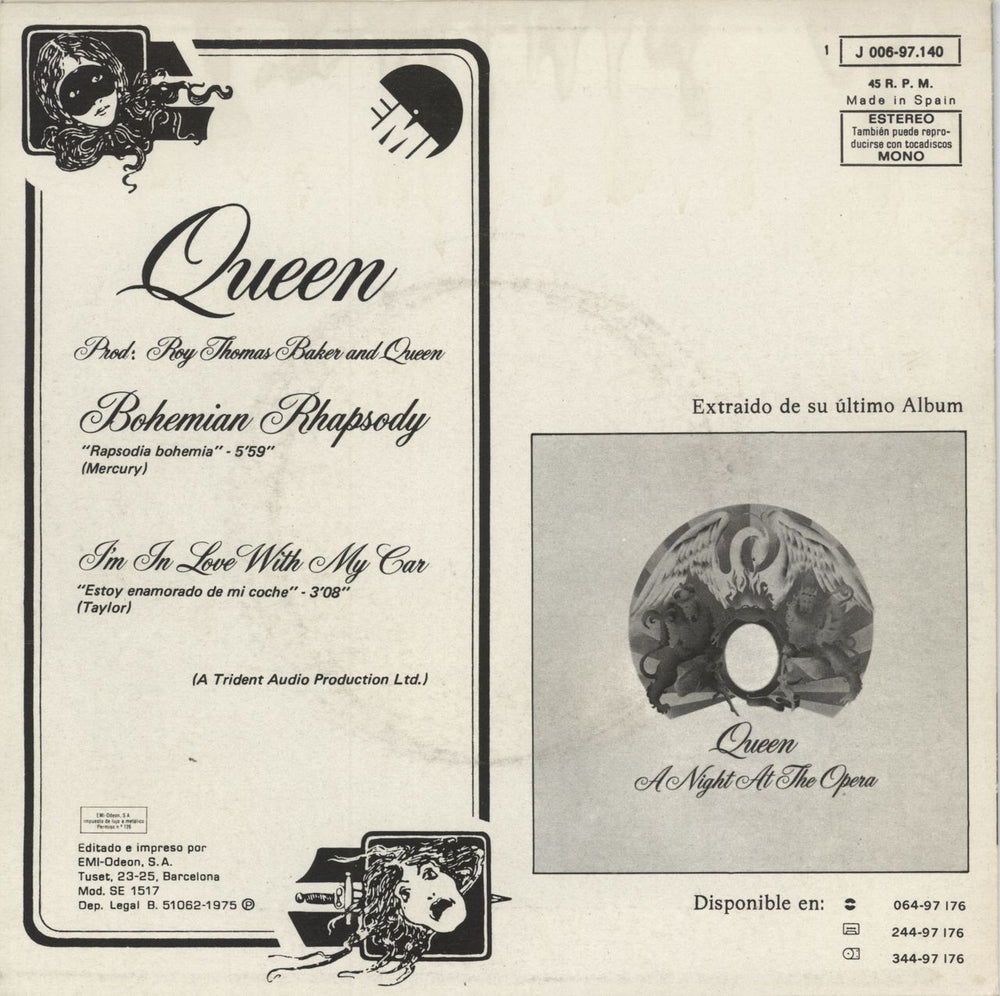 Queen Bohemian Rhapsody - Promo Stickered Spanish Promo 7" vinyl single (7 inch record / 45) QUE07BO789848