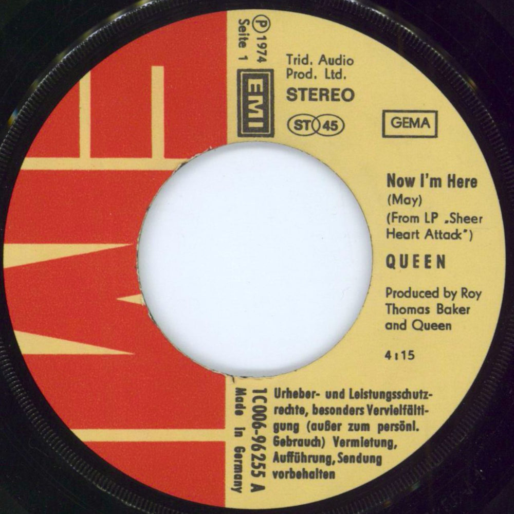 Queen Now I'm Here - VG German 7" vinyl single (7 inch record / 45) QUE07NO793272