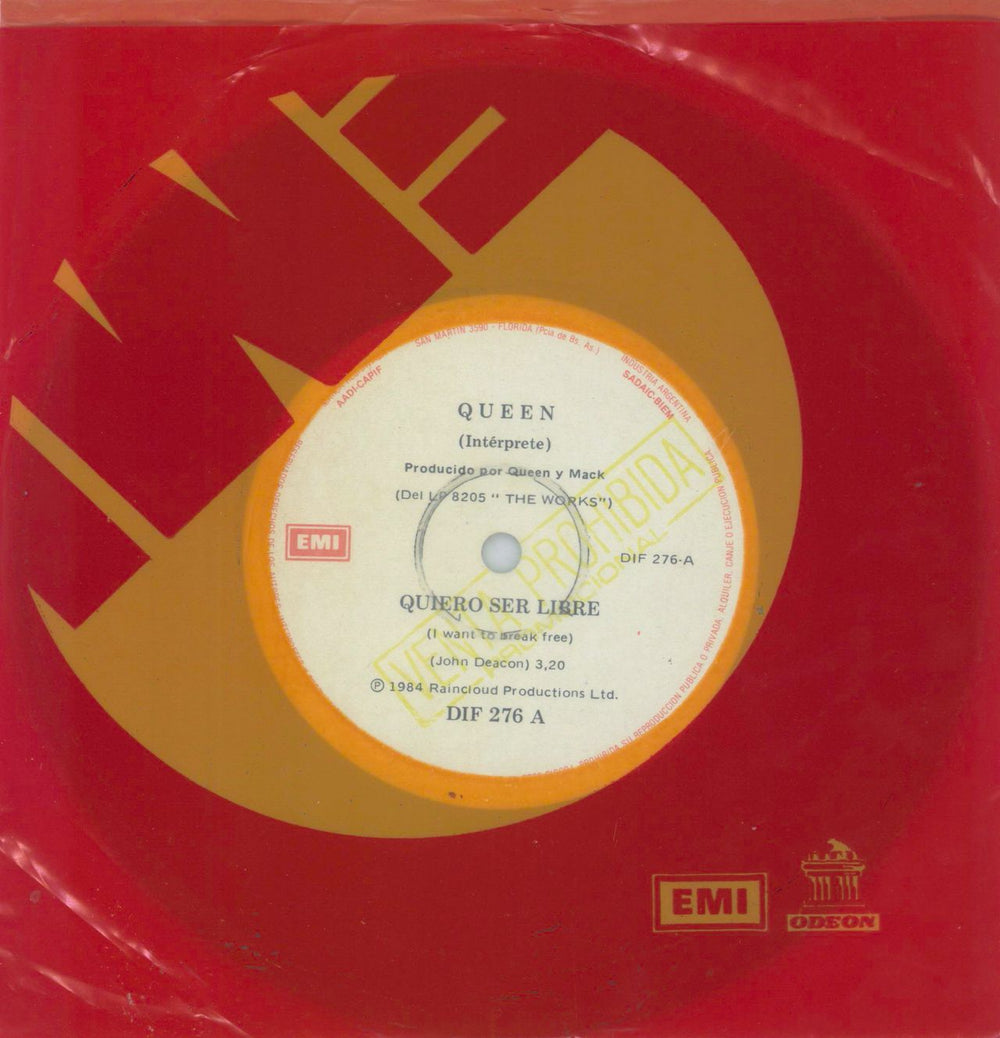 Queen Quiero Ser Libre Argentinean Promo 7" vinyl single (7 inch record / 45) DIF276