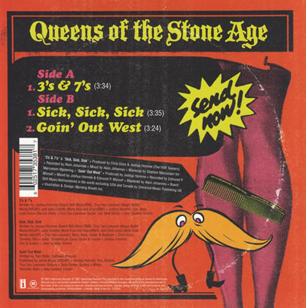 Queens Of The Stone Age 3's & 7's UK 7" vinyl single (7 inch record / 45) QOS07SS401727