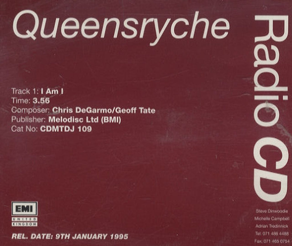 Queensryche I Am I UK Promo CD single (CD5 / 5") CDMTDJ109