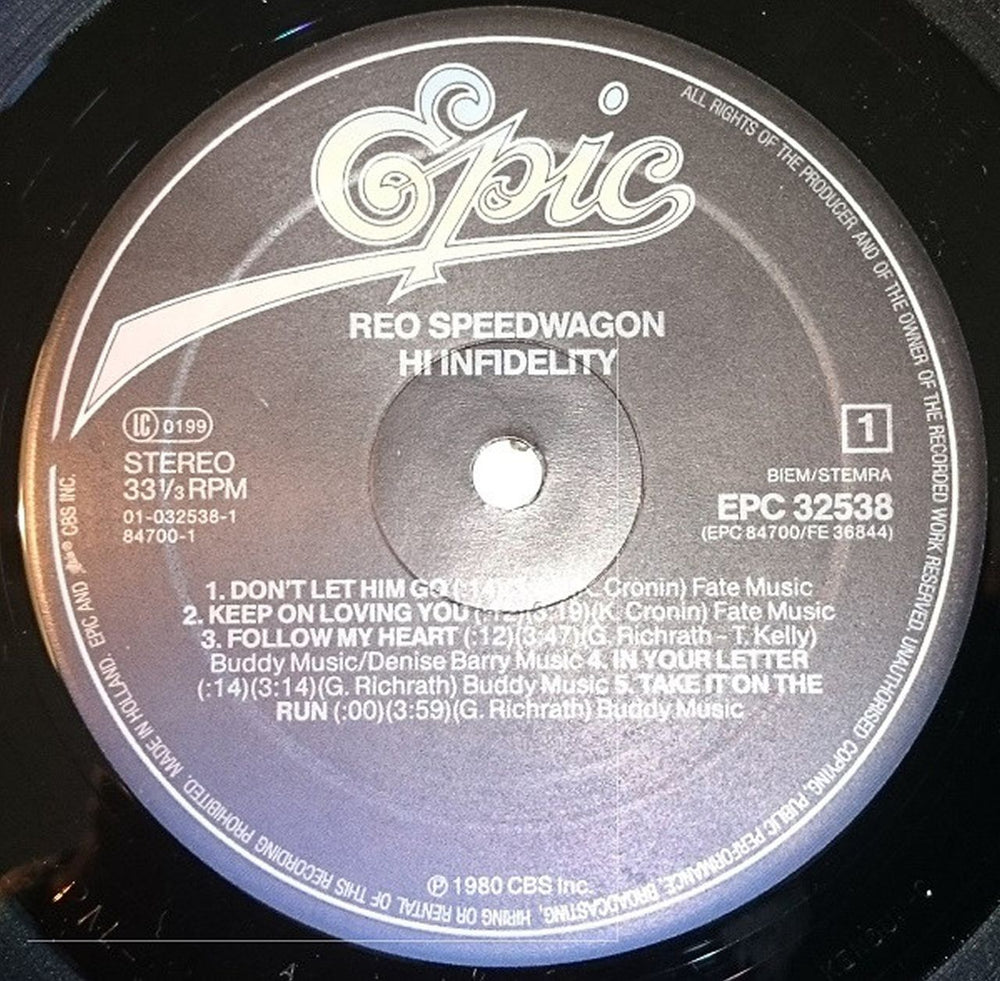 R.E.O. Speedwagon Hi Infidelity Dutch vinyl LP album (LP record) REOLPHI389952