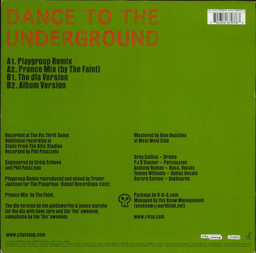 Radio 4 Dance To The Underground German 12" vinyl single (12 inch record / Maxi-single) 724354670763