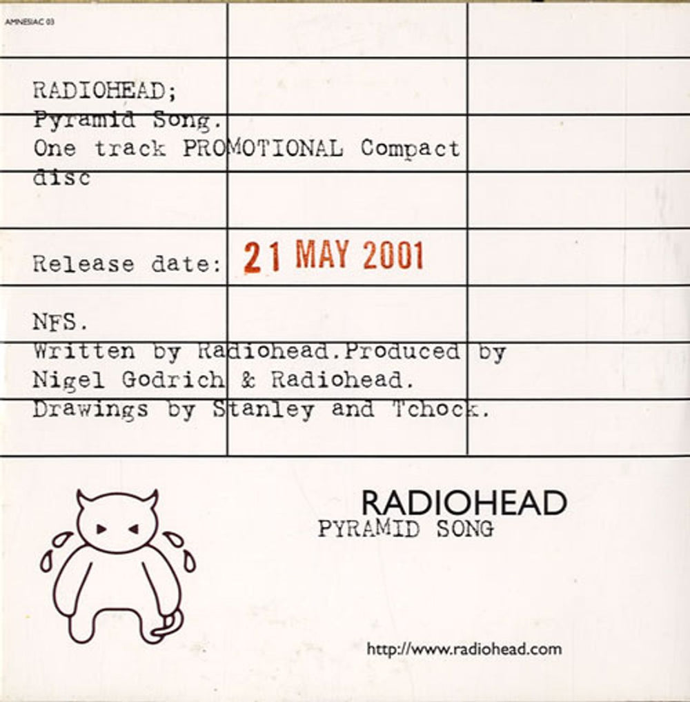 Radiohead Pyramid Song UK Promo CD single (CD5 / 5") R-HC5PY183740