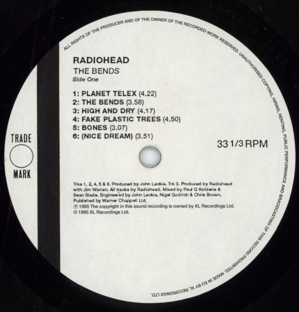 Radiohead The Bends - 180gram Vinyl - EX UK vinyl LP album (LP record) R-HLPTH792251