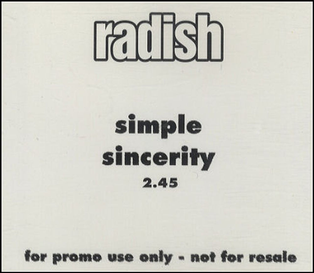 Radish Simple Sincerity UK Promo CD single (CD5 / 5") MERCJ498