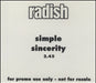 Radish Simple Sincerity UK Promo CD single (CD5 / 5") MERCJ498