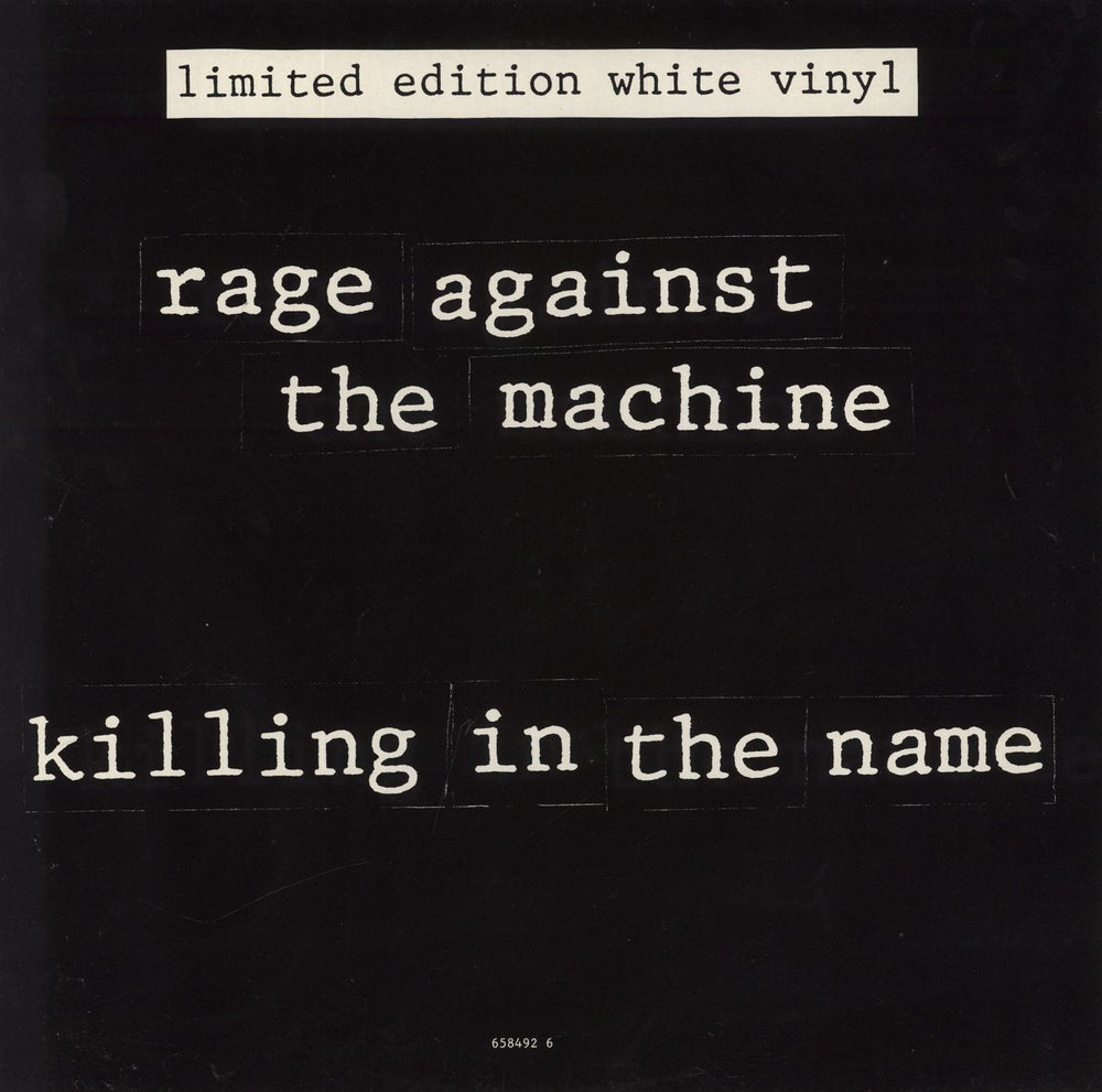 Rage Against The Machine Killing In The Name - White Vinyl - EX UK 12" vinyl single (12 inch record / Maxi-single) 6584926