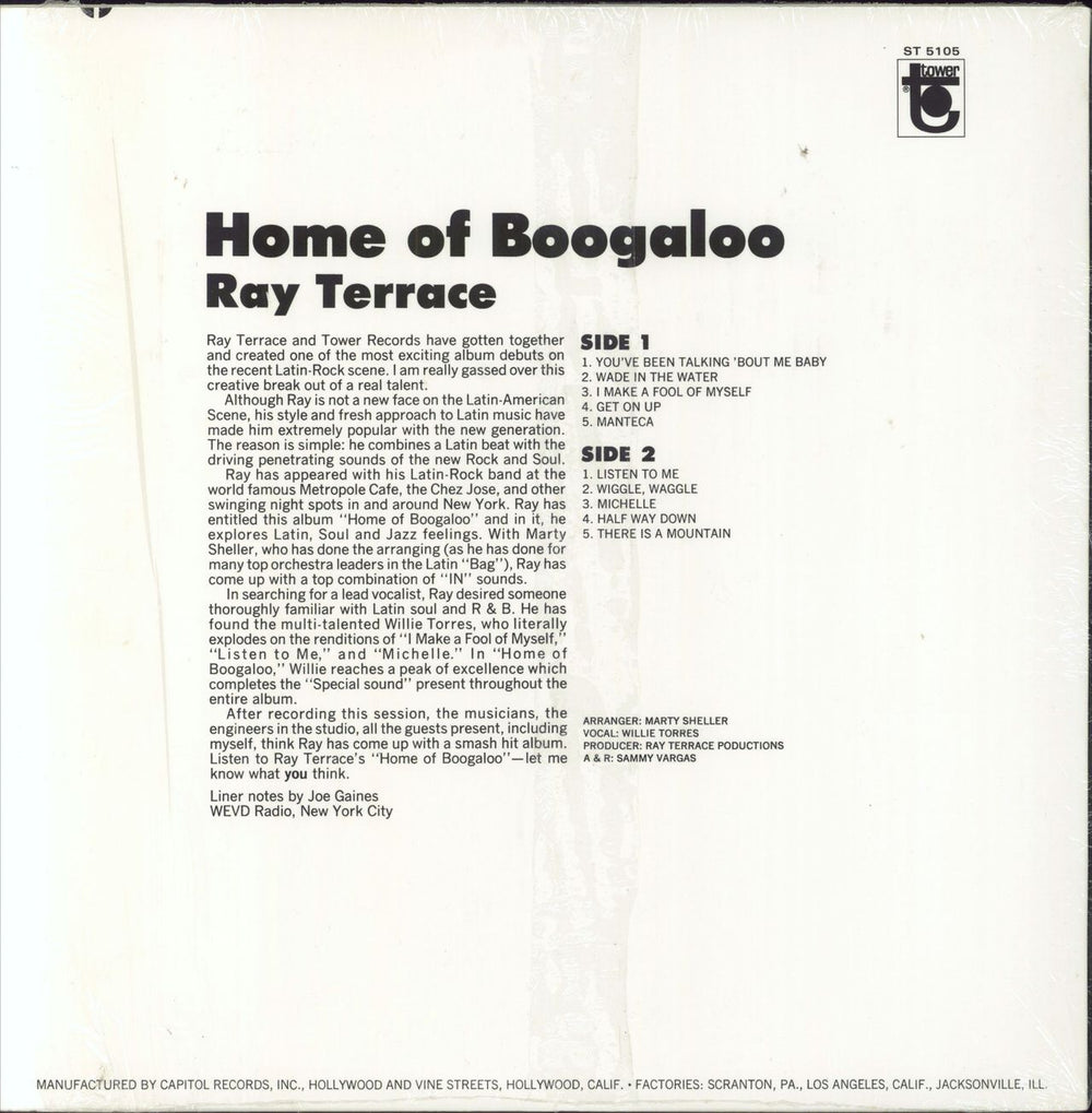 Ray Terrace Home Of Boogaloo US vinyl LP album (LP record)