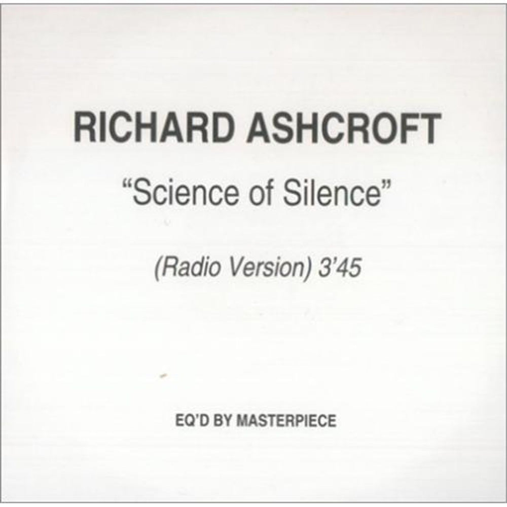 Richard Ashcroft Science Of Silence UK Promo CD-R acetate CD ACETATE