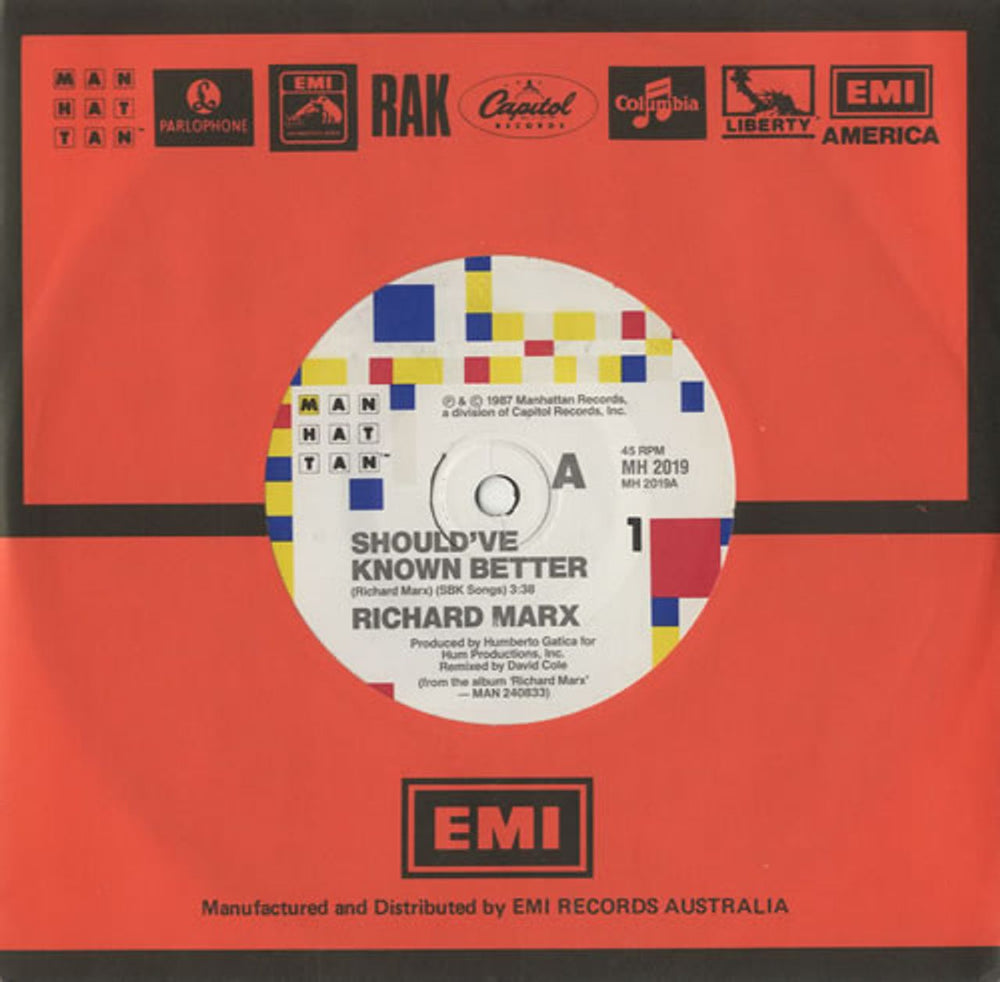 Richard Marx Should've Known Better Australian 7" vinyl single (7 inch record / 45) MH2019