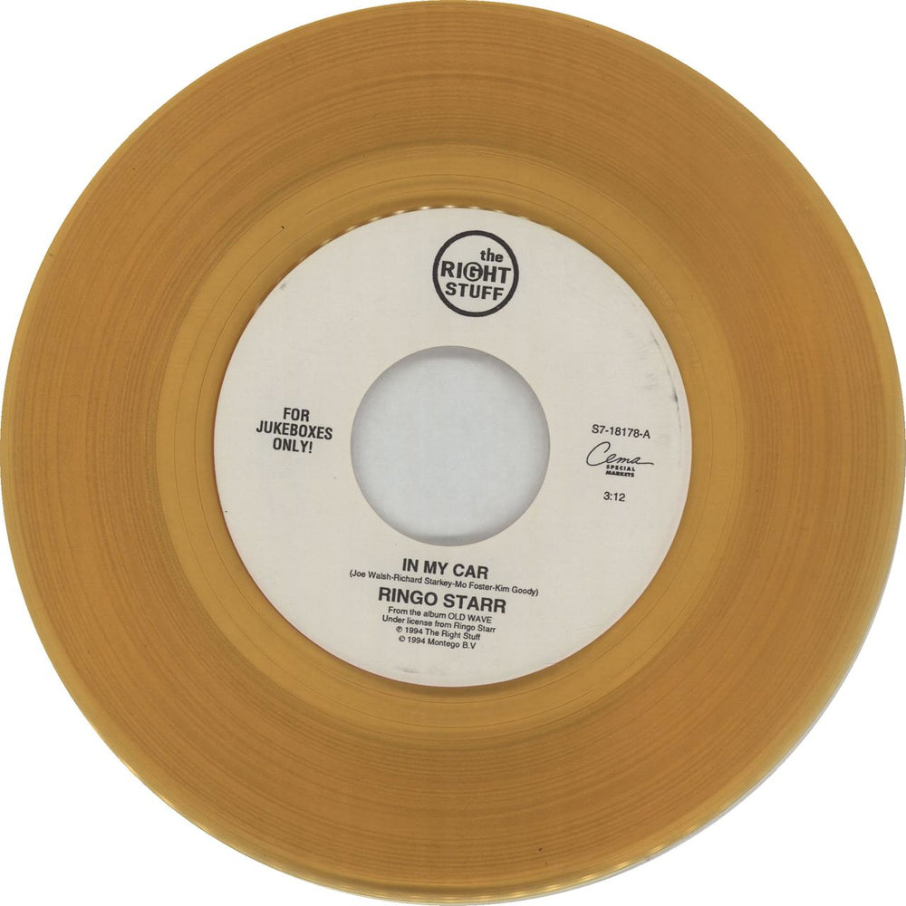 Ringo Starr In My Car - Gold Vinyl US Promo 7" vinyl single (7 inch record / 45) S7-18178