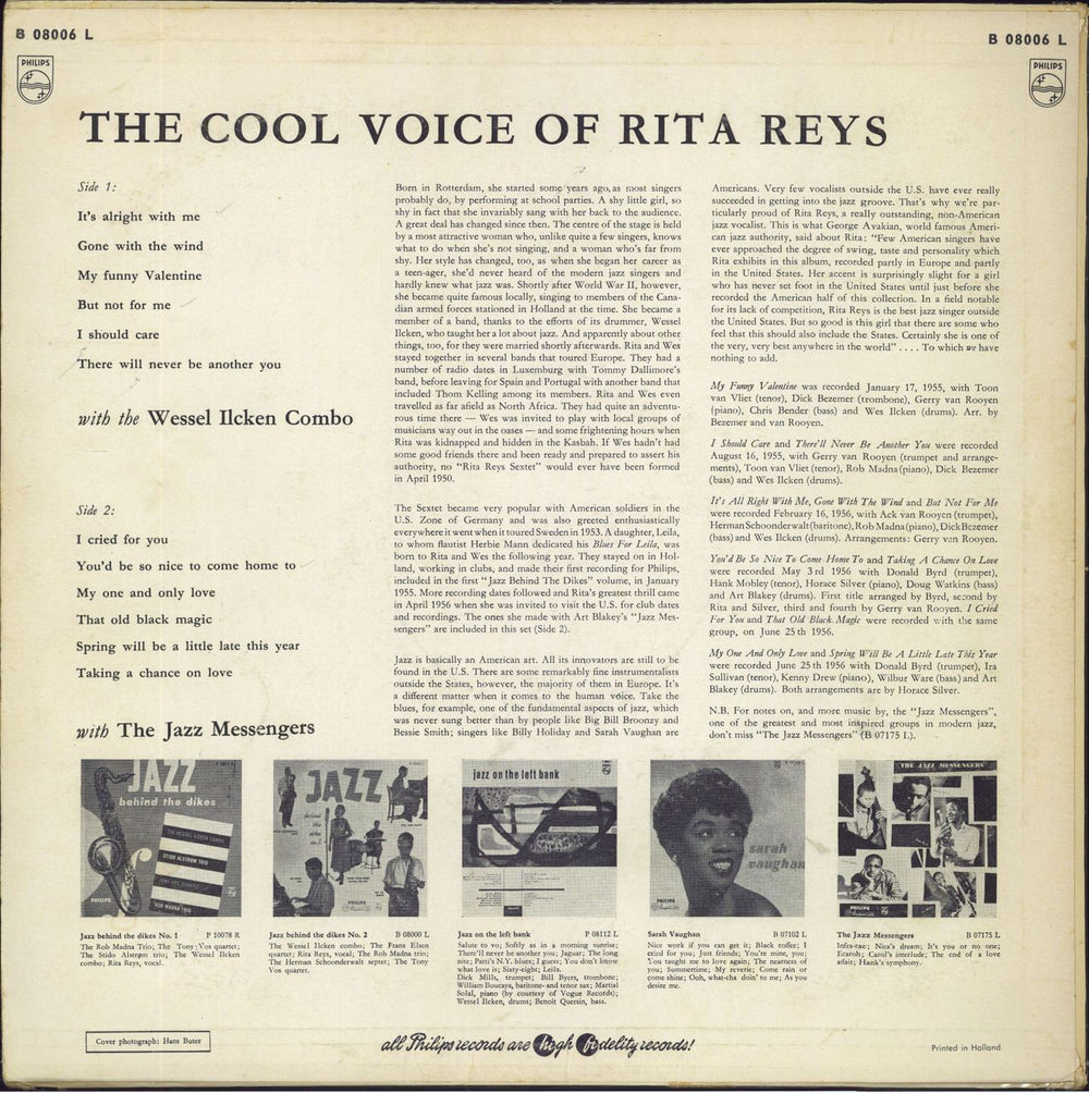 Rita Reys The Cool Voice Of Rita Reys Dutch vinyl LP album (LP record)