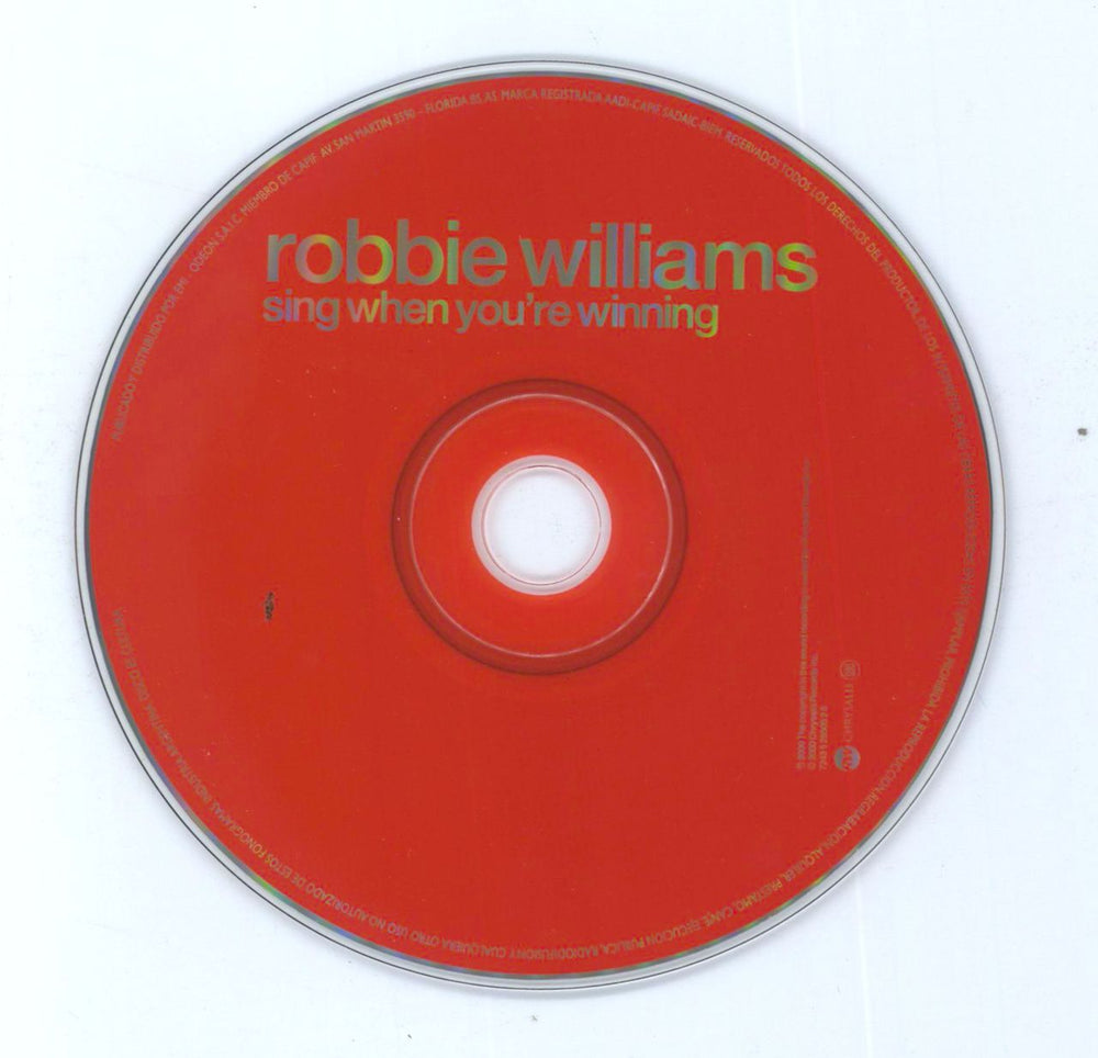 Robbie Williams Sing When You're Winning Argentinean CD album (CDLP) 724352850525