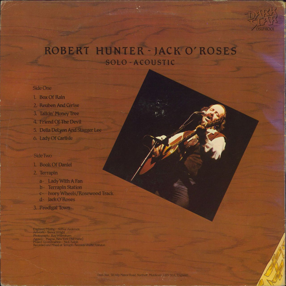 Robert Hunter Jack O' Roses UK vinyl LP album (LP record)