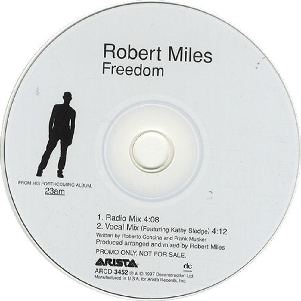 Robert Miles Freedom US Promo CD single (CD5 / 5") ARCD3452