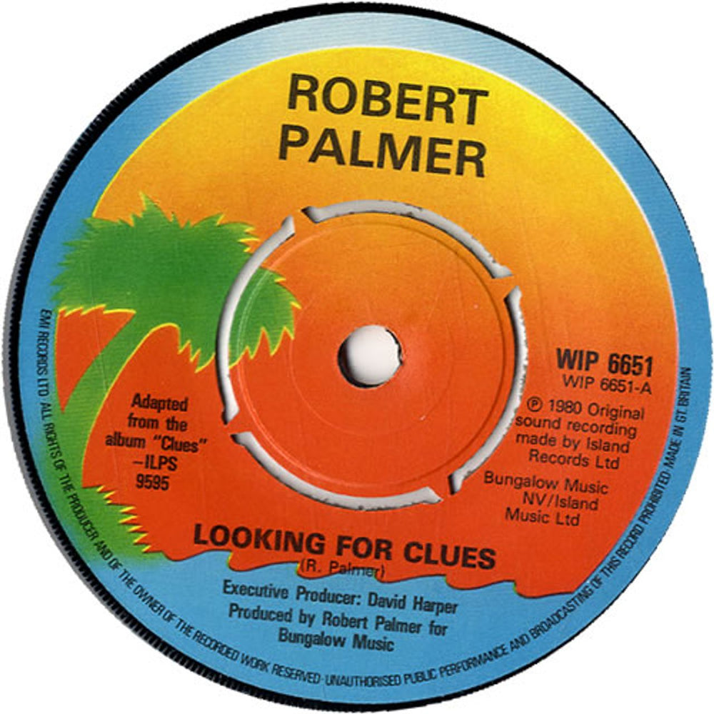 Robert Palmer Looking For Clues - 4 Prong + Sleeve UK 7" vinyl single (7 inch record / 45) PLM07LO326222