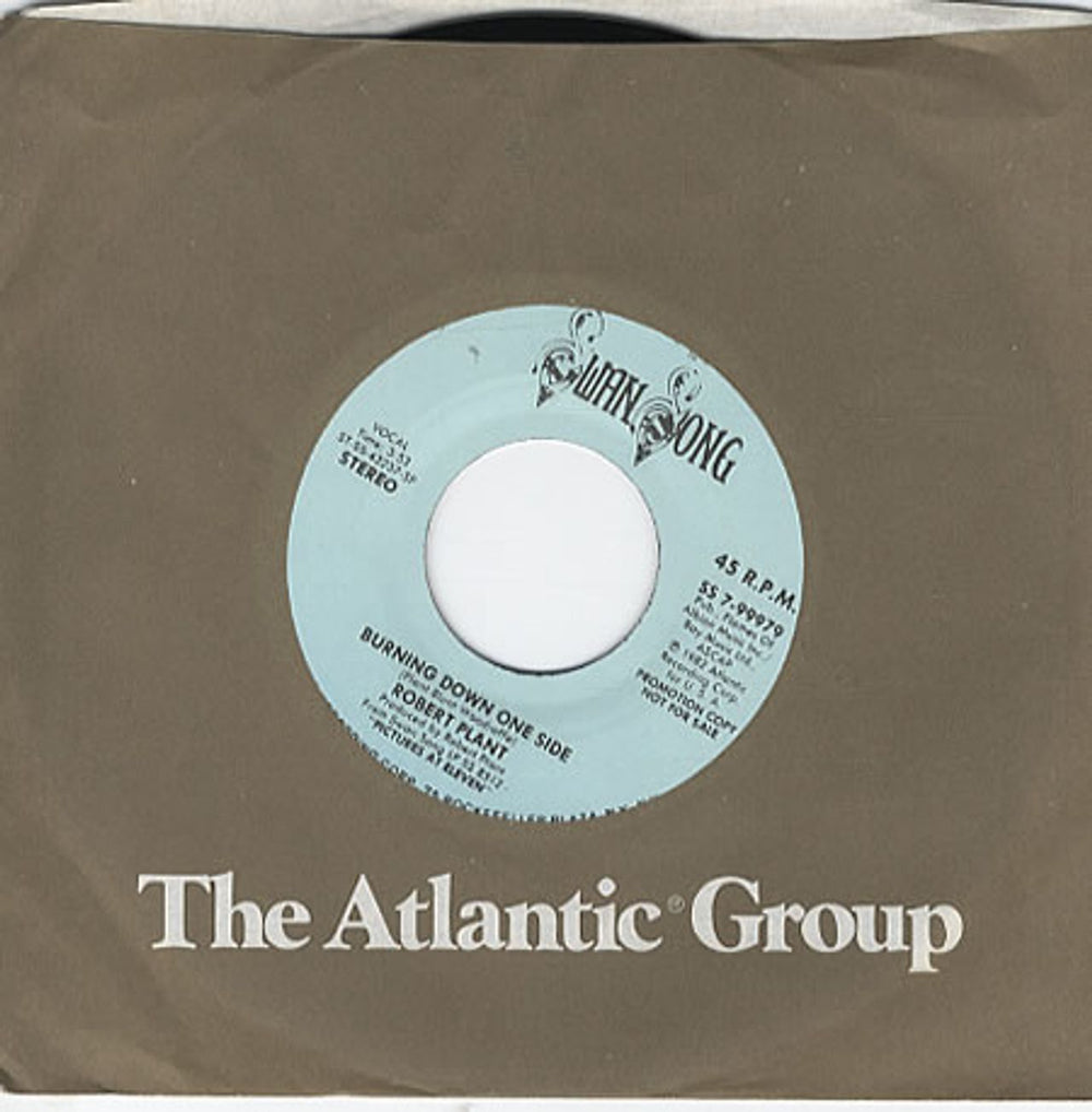 Robert Plant Burning Down One Side US Promo 7" vinyl single (7 inch record / 45) SS7-99979