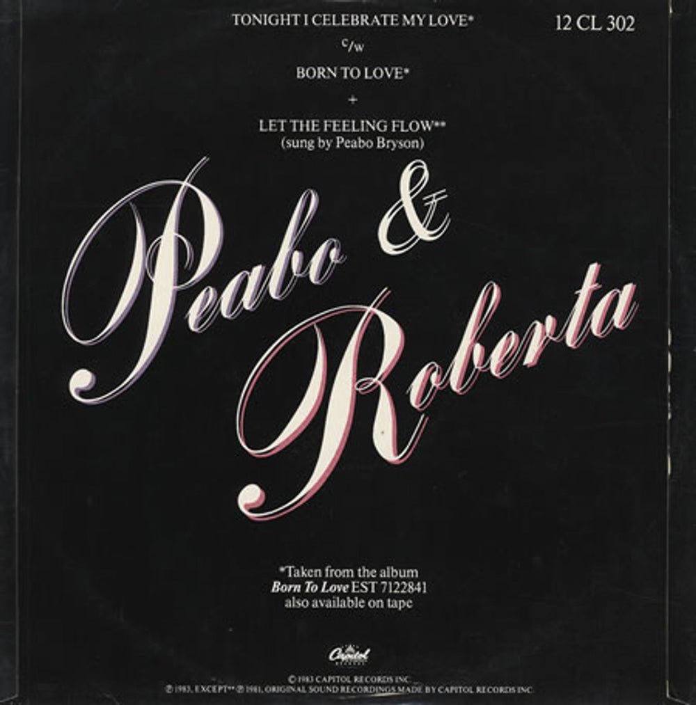 Roberta Flack And Peabo Bryson Tonight I Celebrate My Love - p/s UK 12" vinyl single (12 inch record / Maxi-single) W1B12TO261260