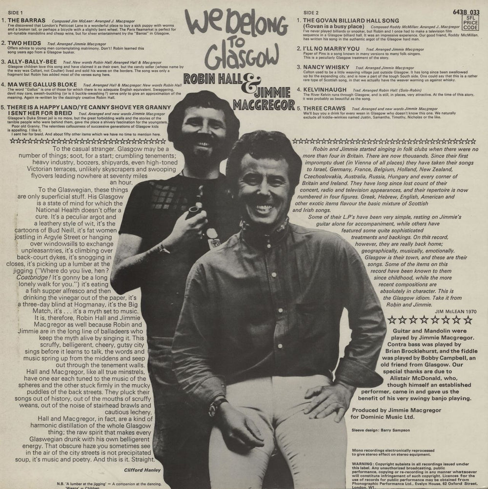 Robin Hall And Jimmie MacGregor We Belong To Glasgow UK vinyl LP album (LP record)