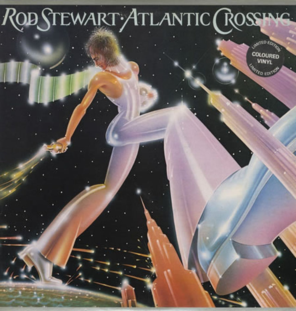 Rod Stewart Atlantic Crossing - Blue Vinyl - EX UK vinyl LP album (LP record) RVLP4