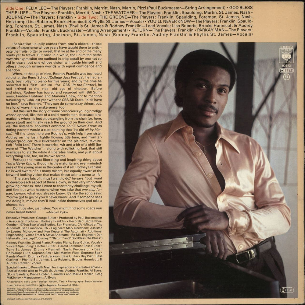 Rodney Franklin You'll Never Know UK vinyl LP album (LP record)