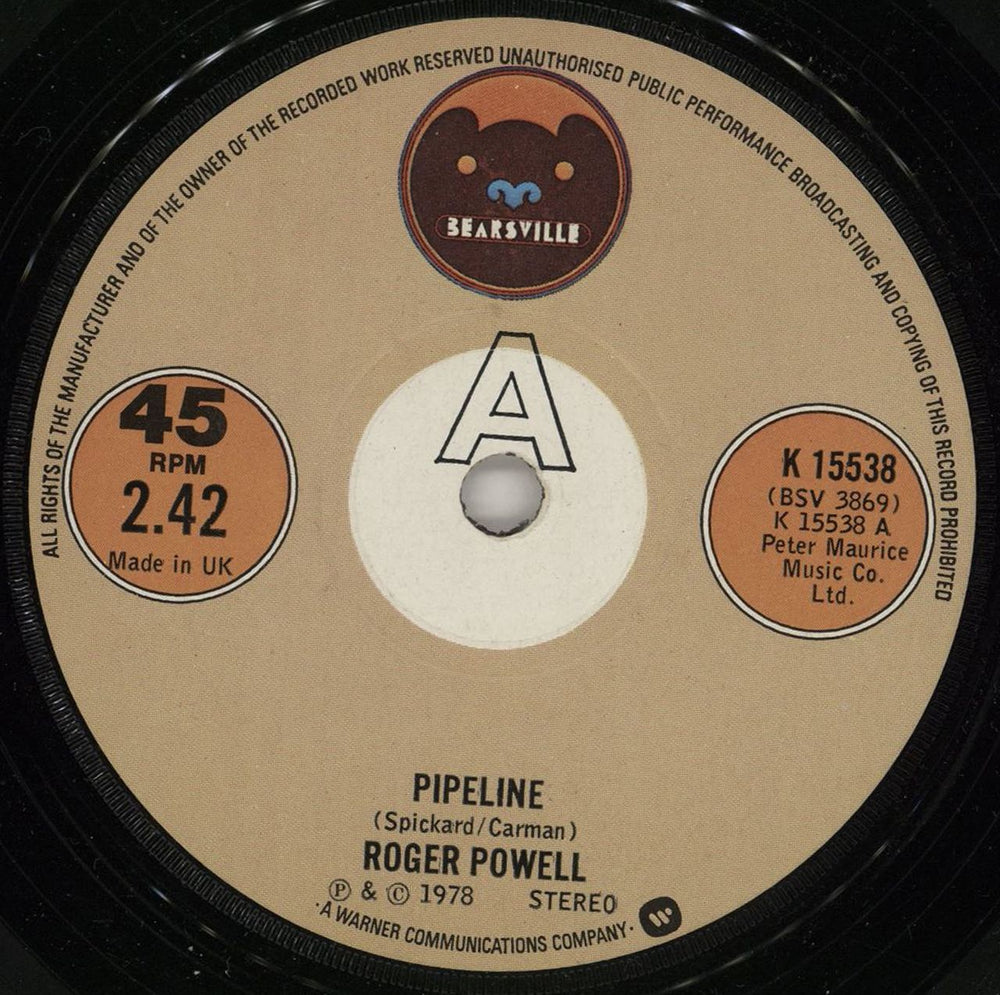 Roger Powell Pipeline UK 7" vinyl single (7 inch record / 45) K15538