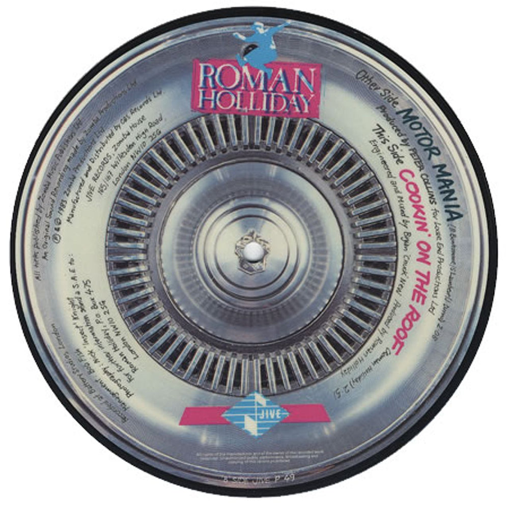 Roman Holliday Motor Mania UK 7" vinyl picture disc (7 inch picture disc single) RMH7PMO358668