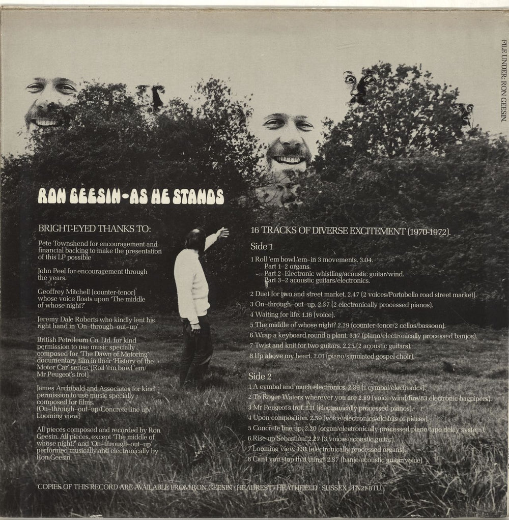 Ron Geesin As He Stands UK vinyl LP album (LP record)