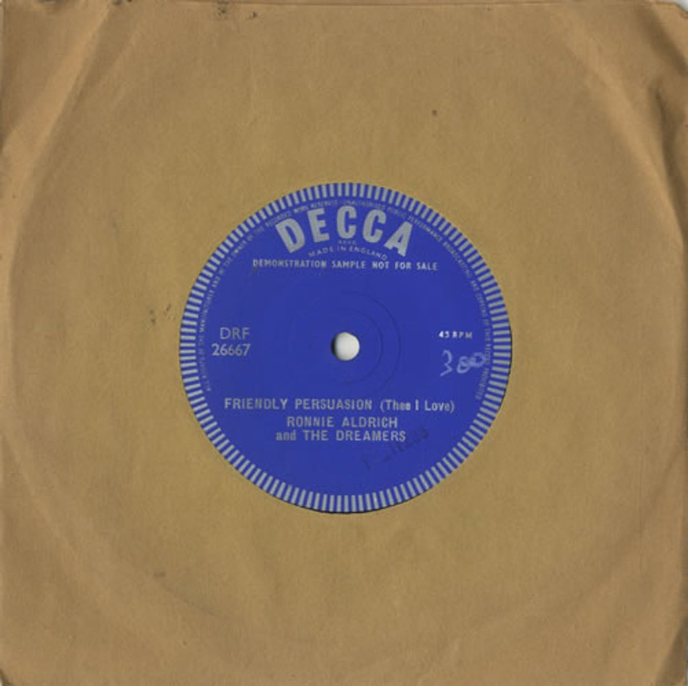 Ronnie Aldrich Friendly Persuasion (Thee I Love) UK Promo 7" vinyl single (7 inch record / 45) DRF26667