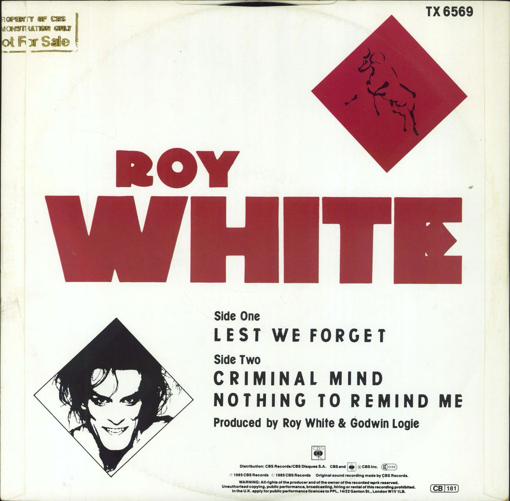 Roy White Lest We Forget UK 12" vinyl single (12 inch record / Maxi-single)