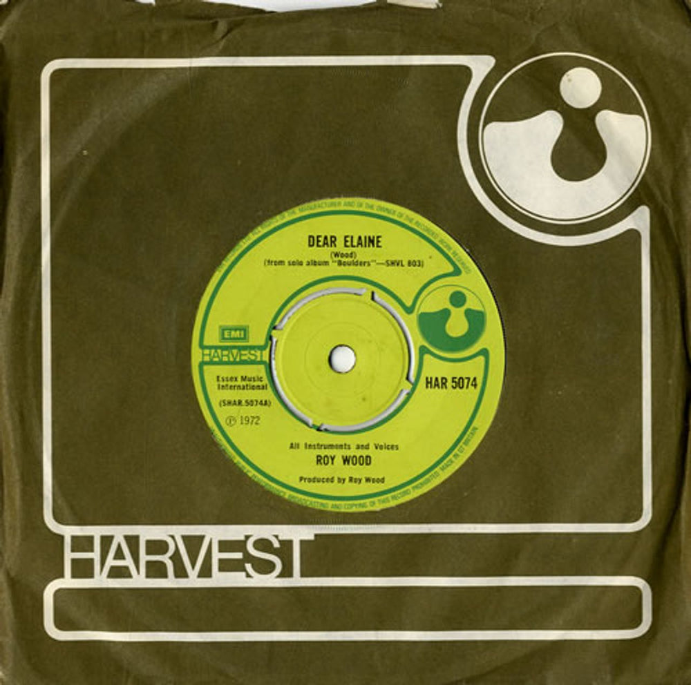 Roy Wood Dear Elaine UK 7" vinyl single (7 inch record / 45) HAR5074